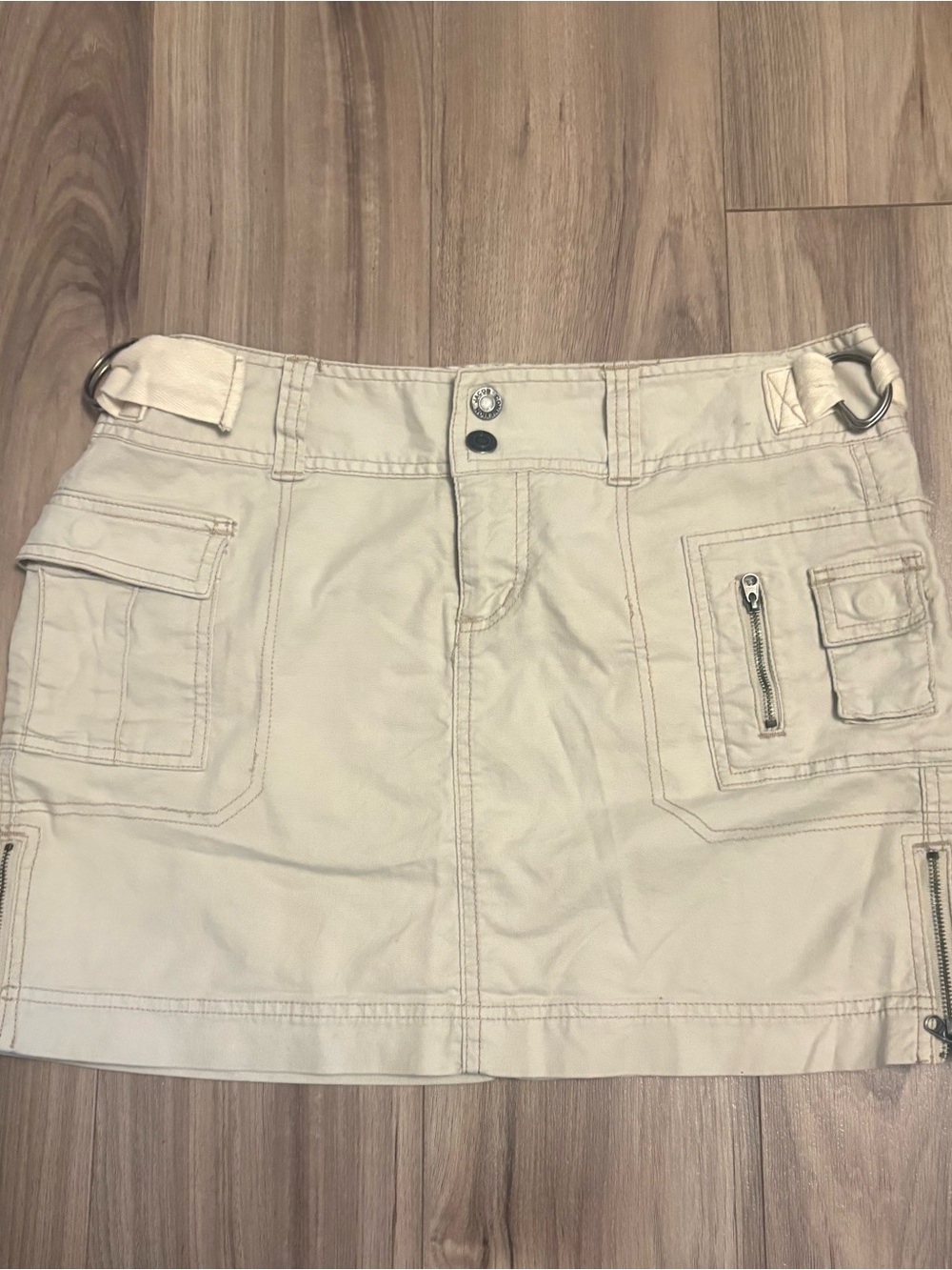 Jacob Cream Cargo Mini Skirt with Utility Pockets